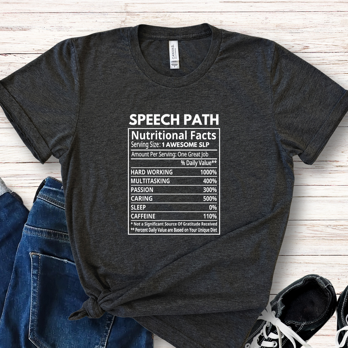 SPEECH PATH NUTRITION FACTS SHIRT
