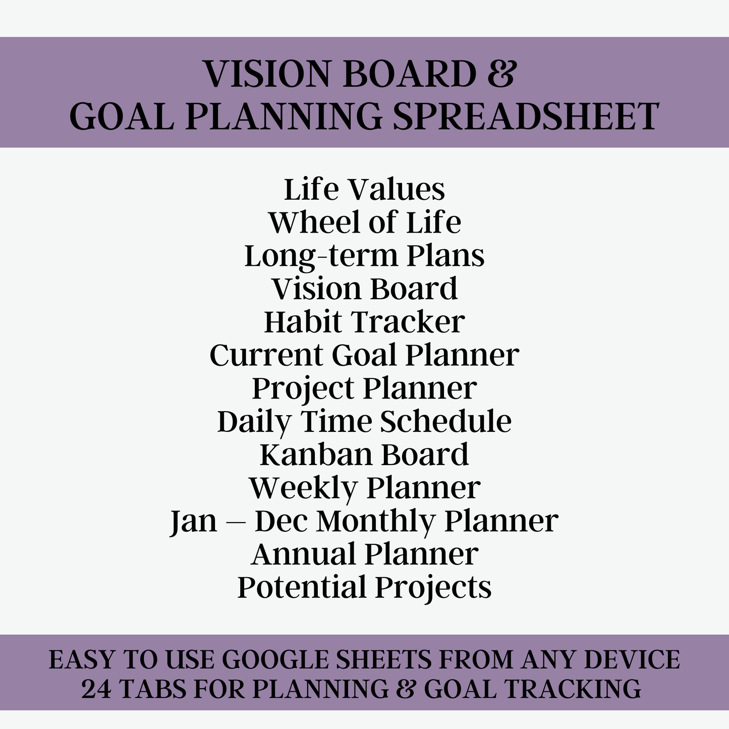 ULTIMATE VISION AND GOALS PLANNER SPREADSHEET