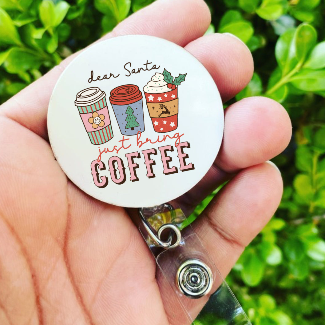 CHRISTMAS COFFEE BADGE REEL